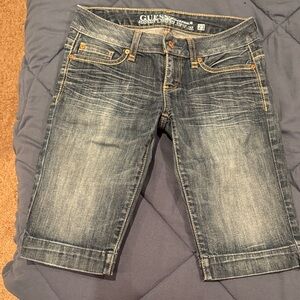 Guess Blue Denim Knee-Length Shorts